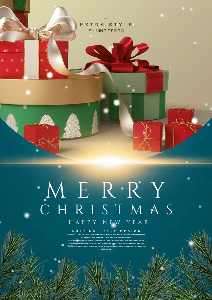 圣诞节圣诞树圣诞老人闪亮装饰电商促销折扣海报PSD模板AI素材【213】